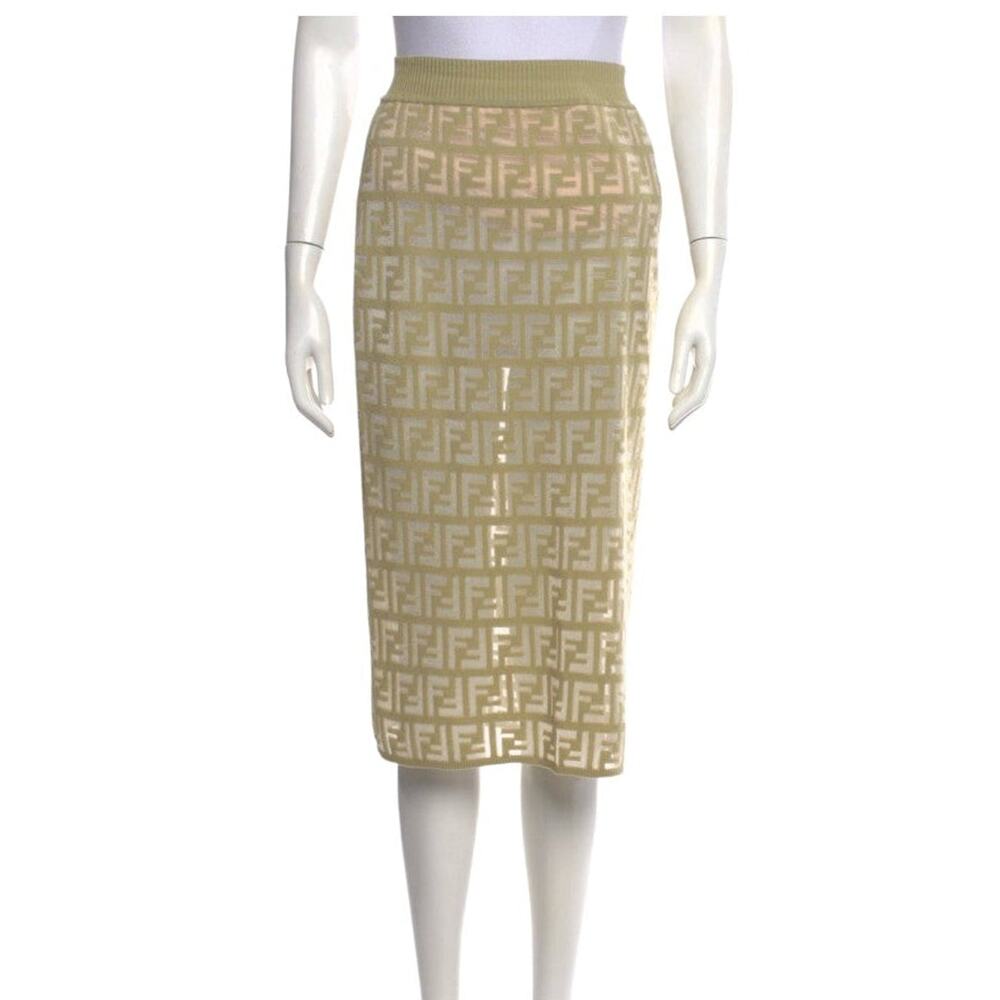 Fendi FF Monogram Graphic Print Midi Length Skirt M sz